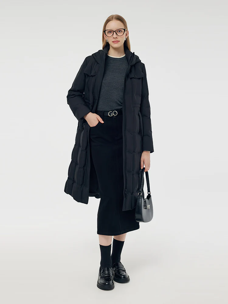 Longline Hooded Goose Down Coat - Image 3