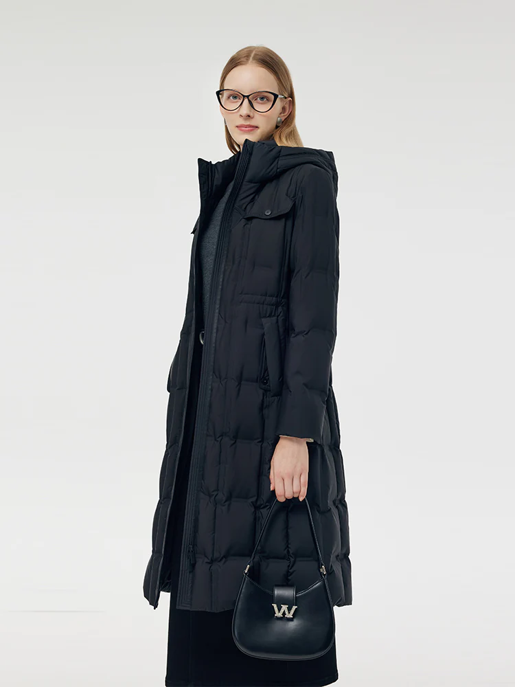 Longline Hooded Goose Down Coat - Image 5