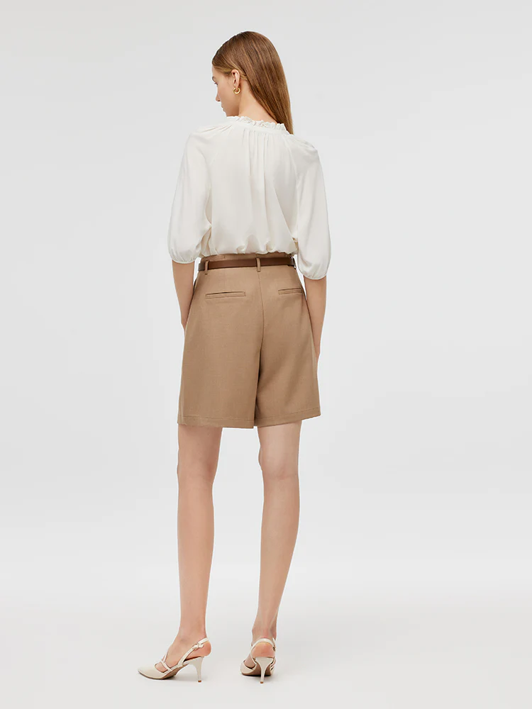 Loose A-Line Women Shorts With Belt - Image 6
