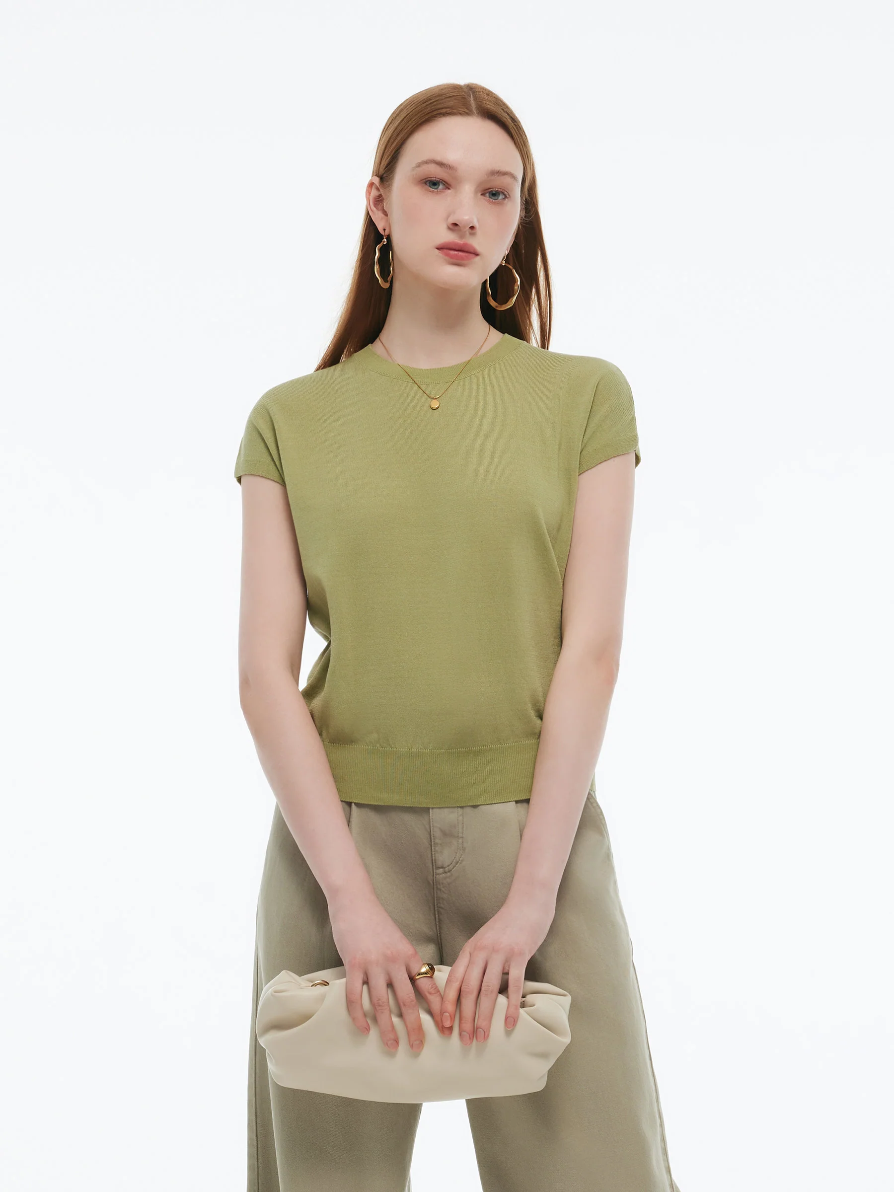 Lyocell-acetate Blend Women Pullover Knit Top - Image 2