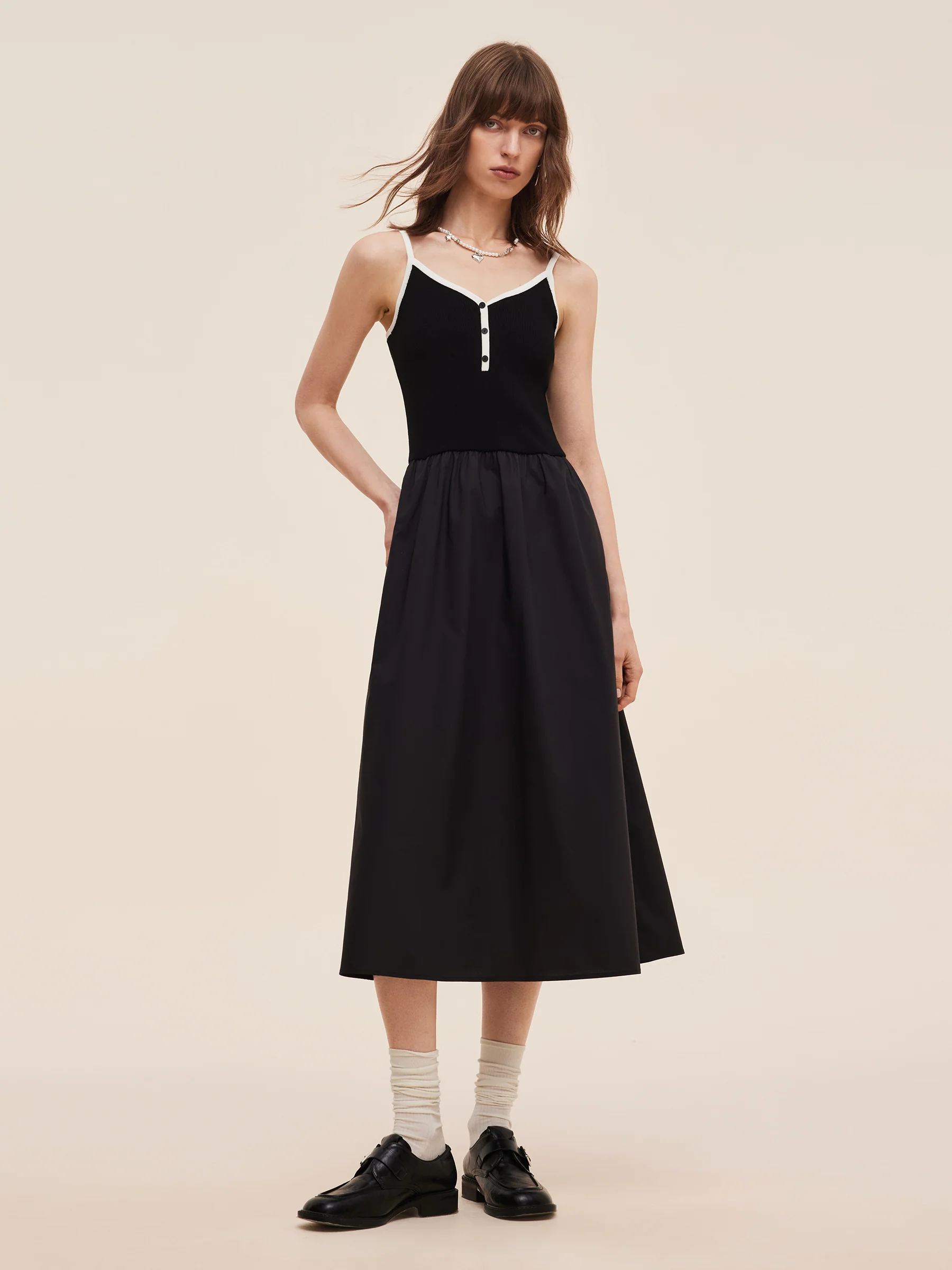 Lyocell Blend Cardigan And Patchwork Strap Maxi Dress Two-Piece Set - Image 3