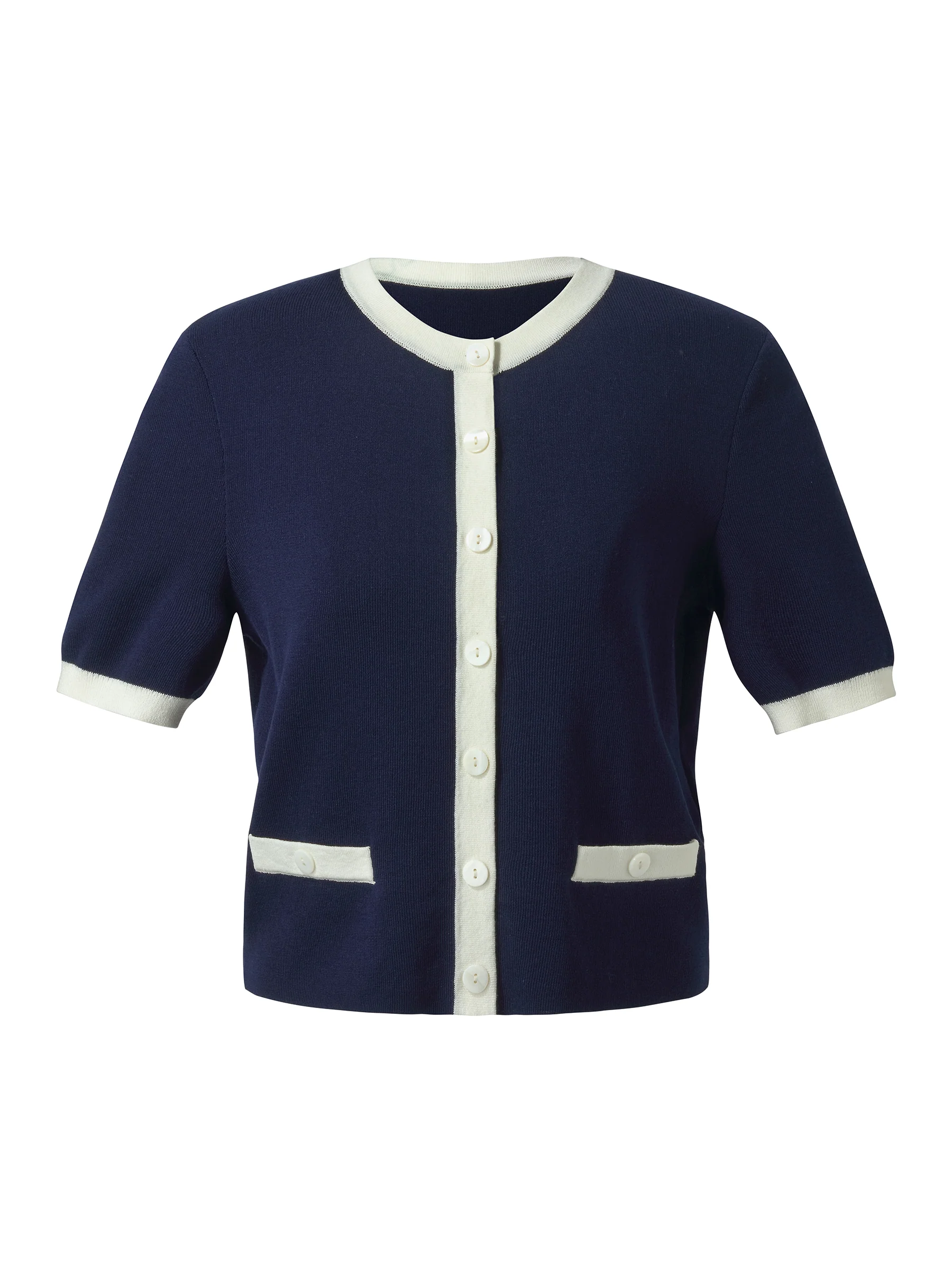 Lyocell Blend Contrast Trim Women Cardigan - Image 6