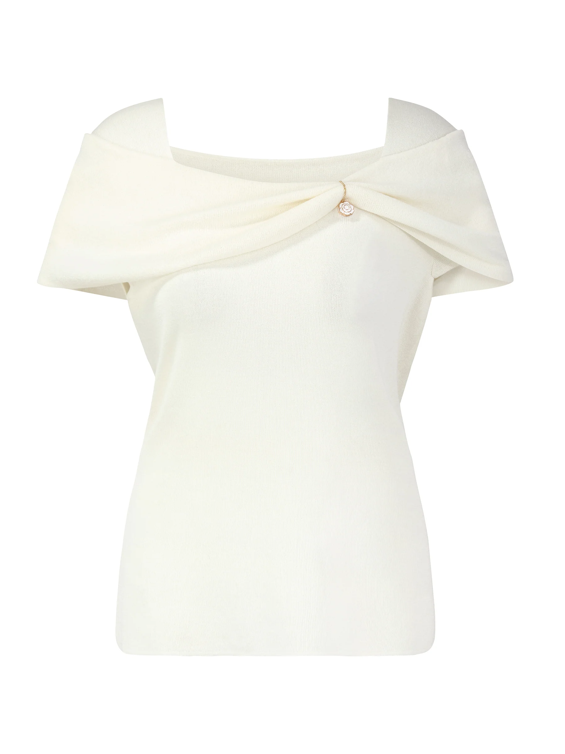 Lyocell Blend Off Shoulder Women Knit Top With Detachable Magnetic Flower - Image 30