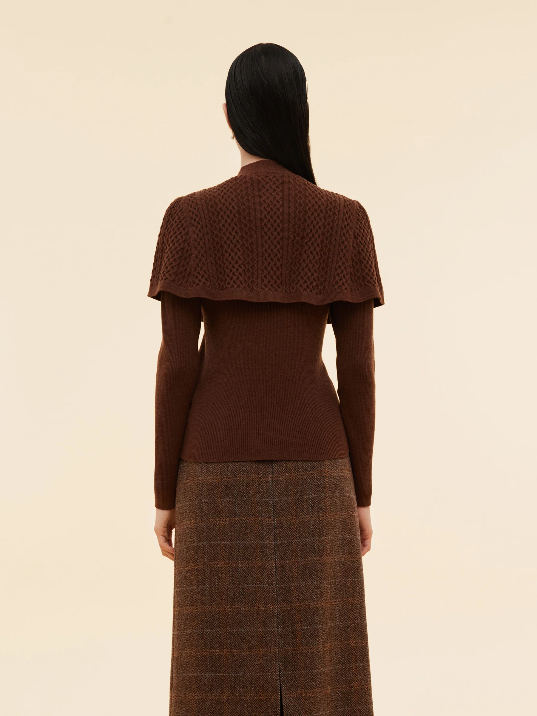 Lyocell Blend Knit Top And Cape Two-Piece Set - Image 3