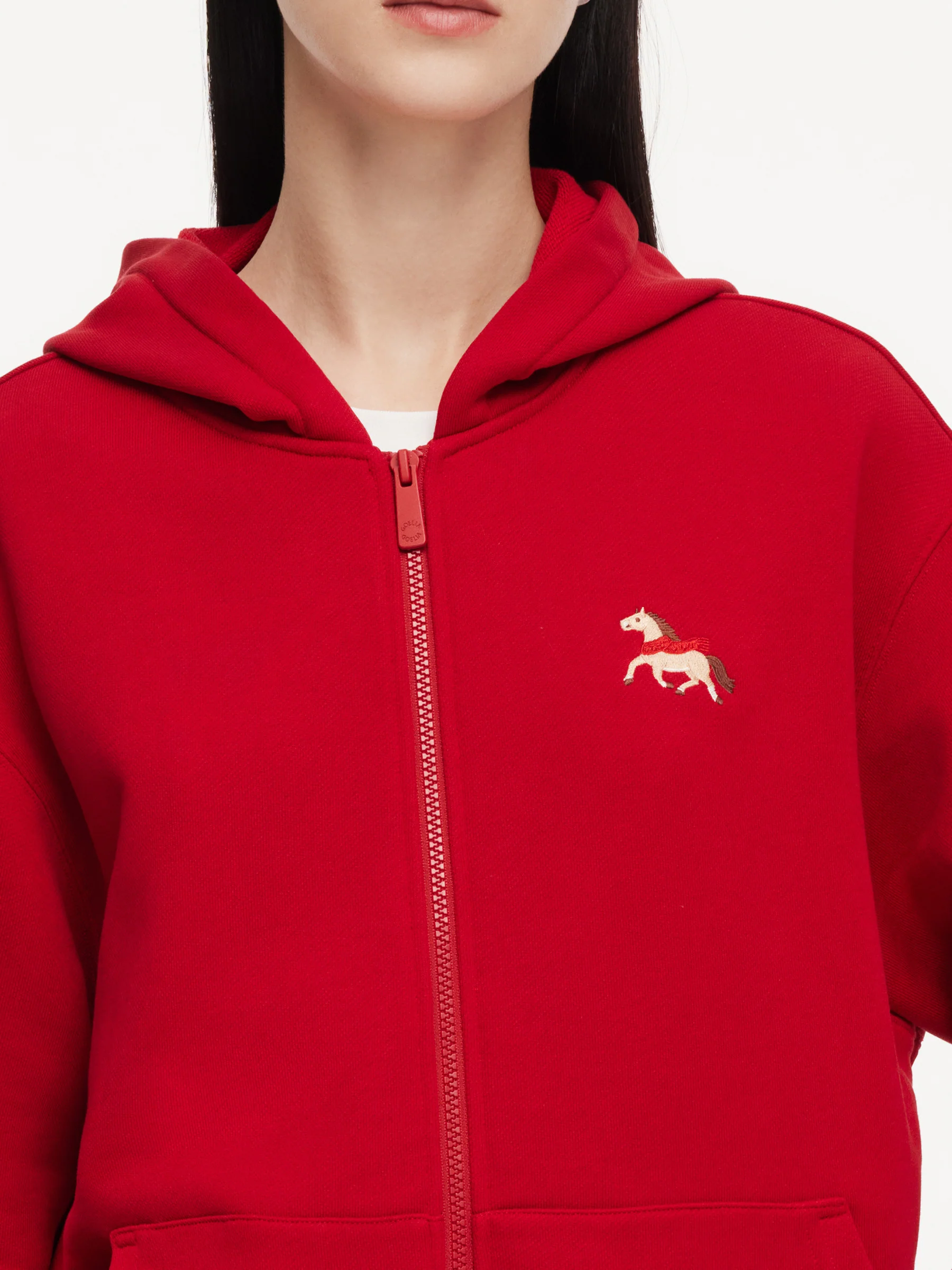 Lyocell Cotton Blend Pony Embroidered Unisex Hooded Jacket - Image 6
