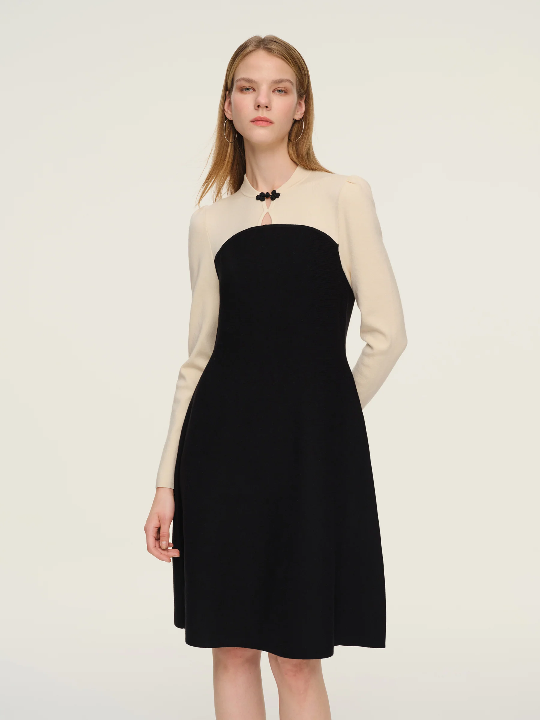 Lyocell Wool Blend Women Knit Qipao Midi Dress - Image 5