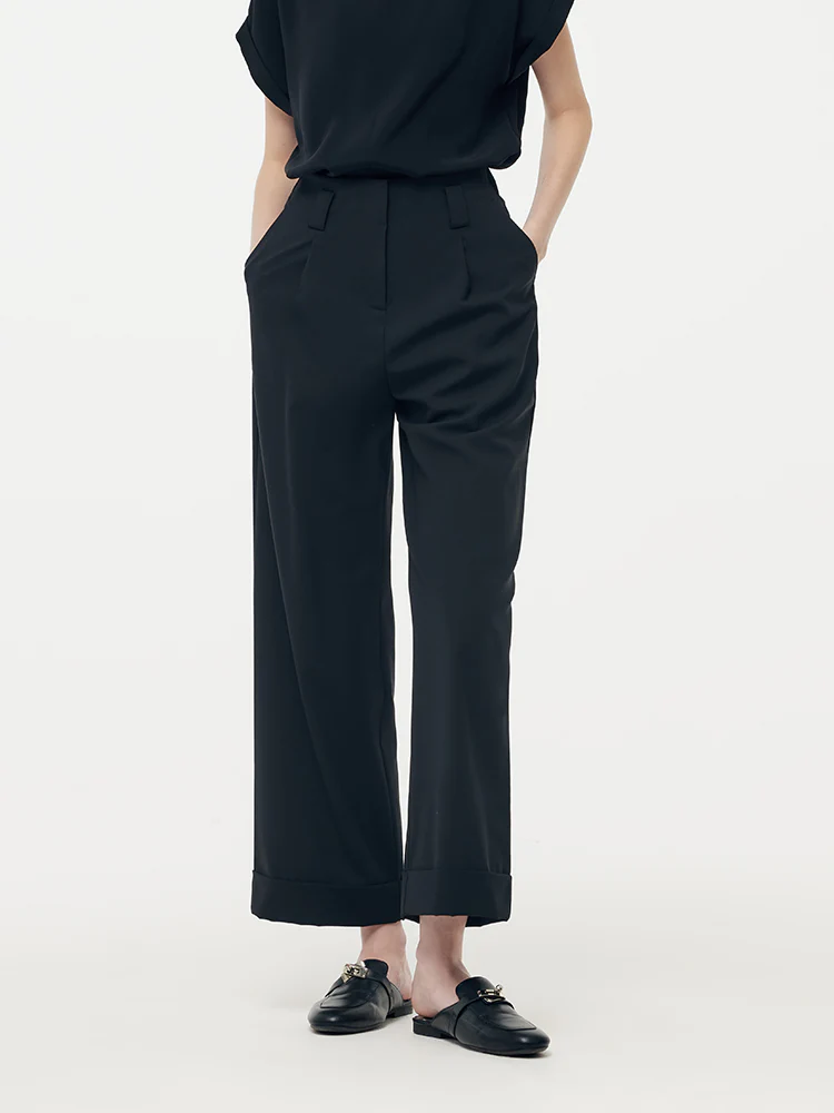 Machine Washable Wool Blend Women Straight Ankle Length Pants - Image 4