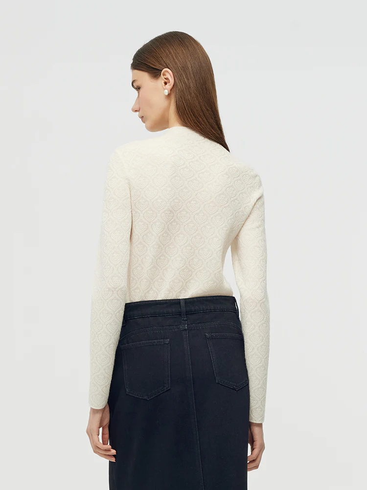 Machine Washable Wool Jacquard Women Knit Top - Image 4