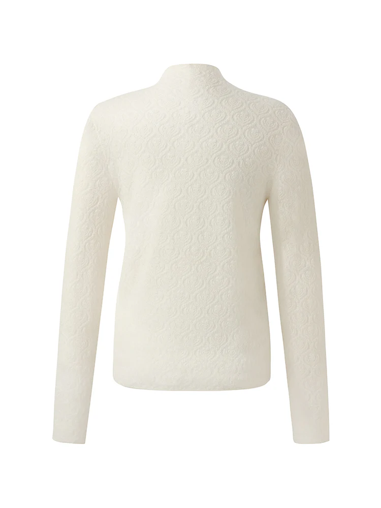 Machine Washable Wool Jacquard Women Knit Top - Image 9