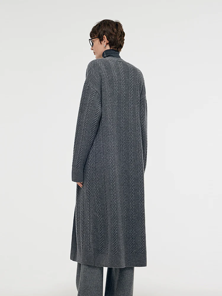 Machine Washable Wool Women Long Cardigan - Image 10