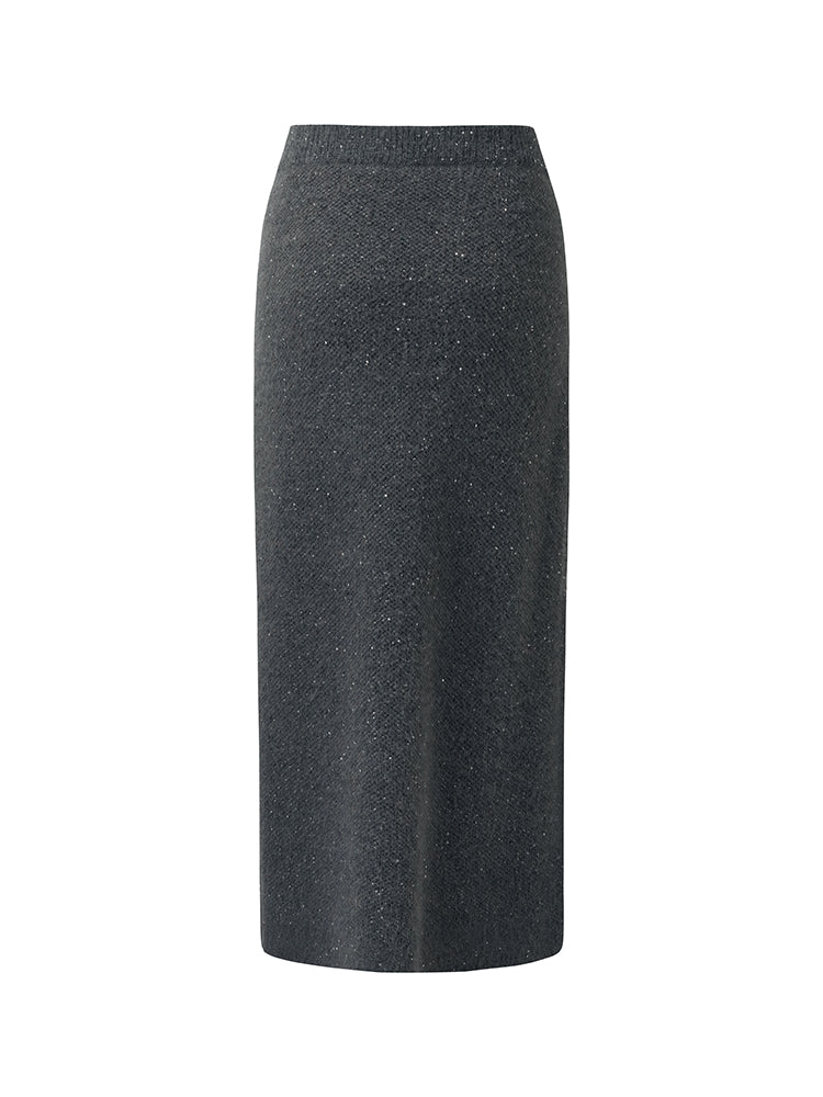 Mohair Wool Blend Sequins Women Midi Skirt - Image 5