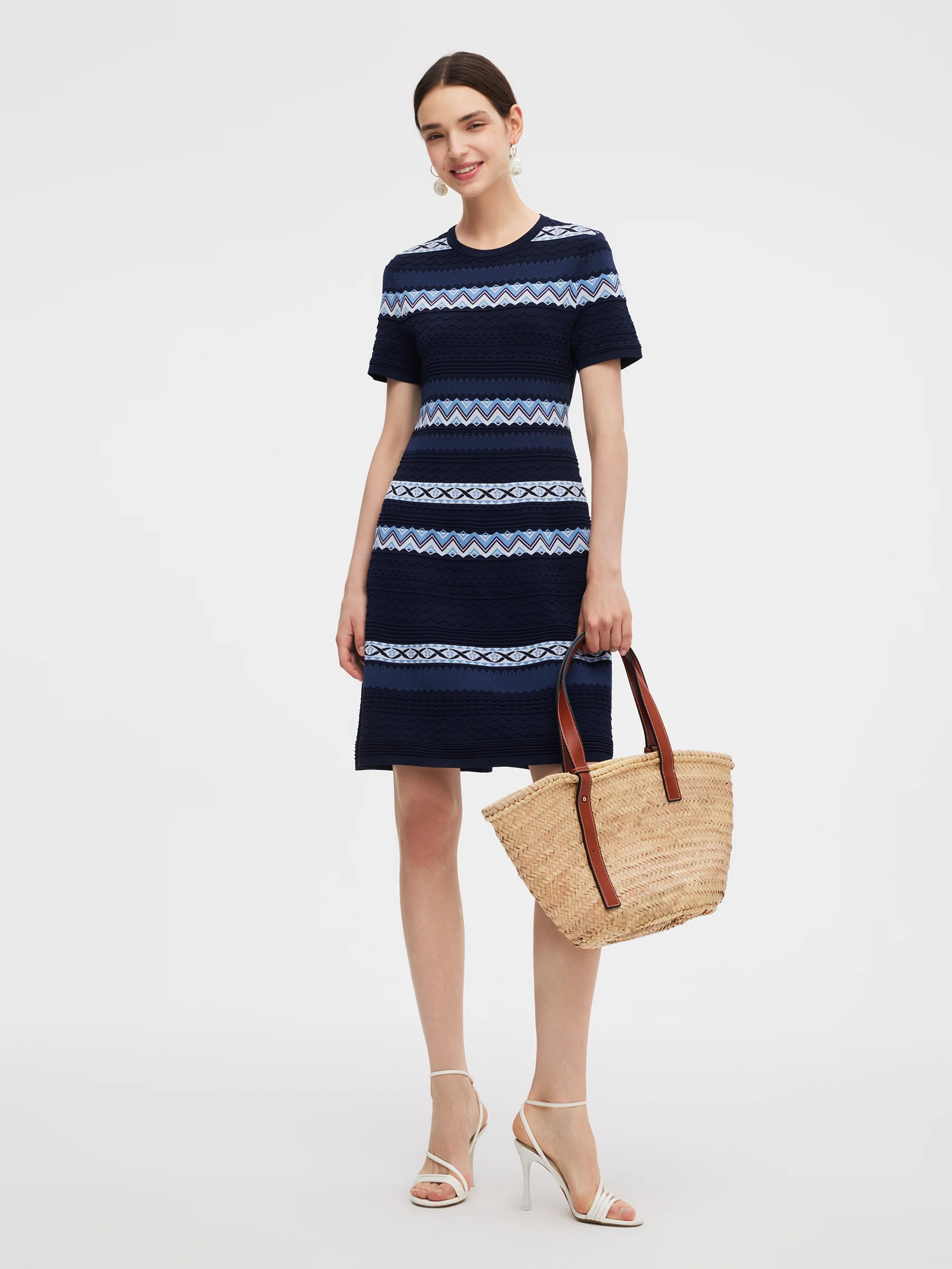 Multicolored Jacquard Women Knit Mini Dress - Image 13