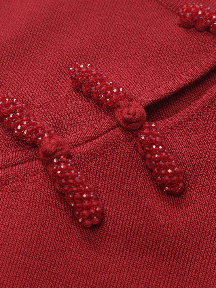 New Chinese-Style Mandarin Collar Knitted Women Midi Qipao Dress - Image 10
