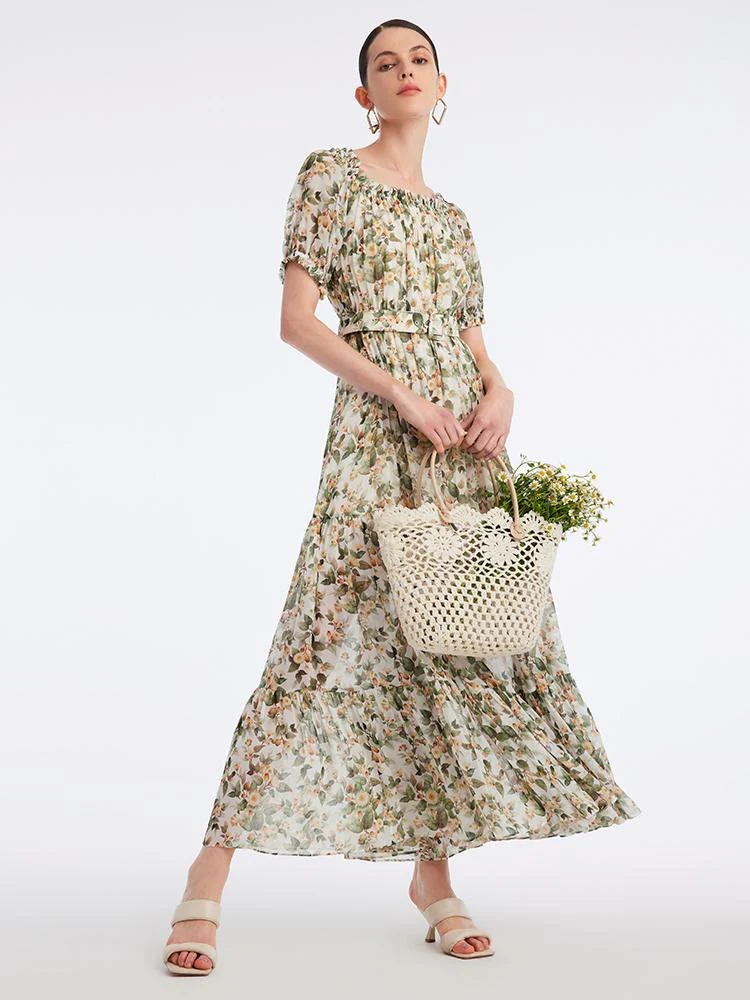 Silk Floral Print Maxi Dress - Image 4