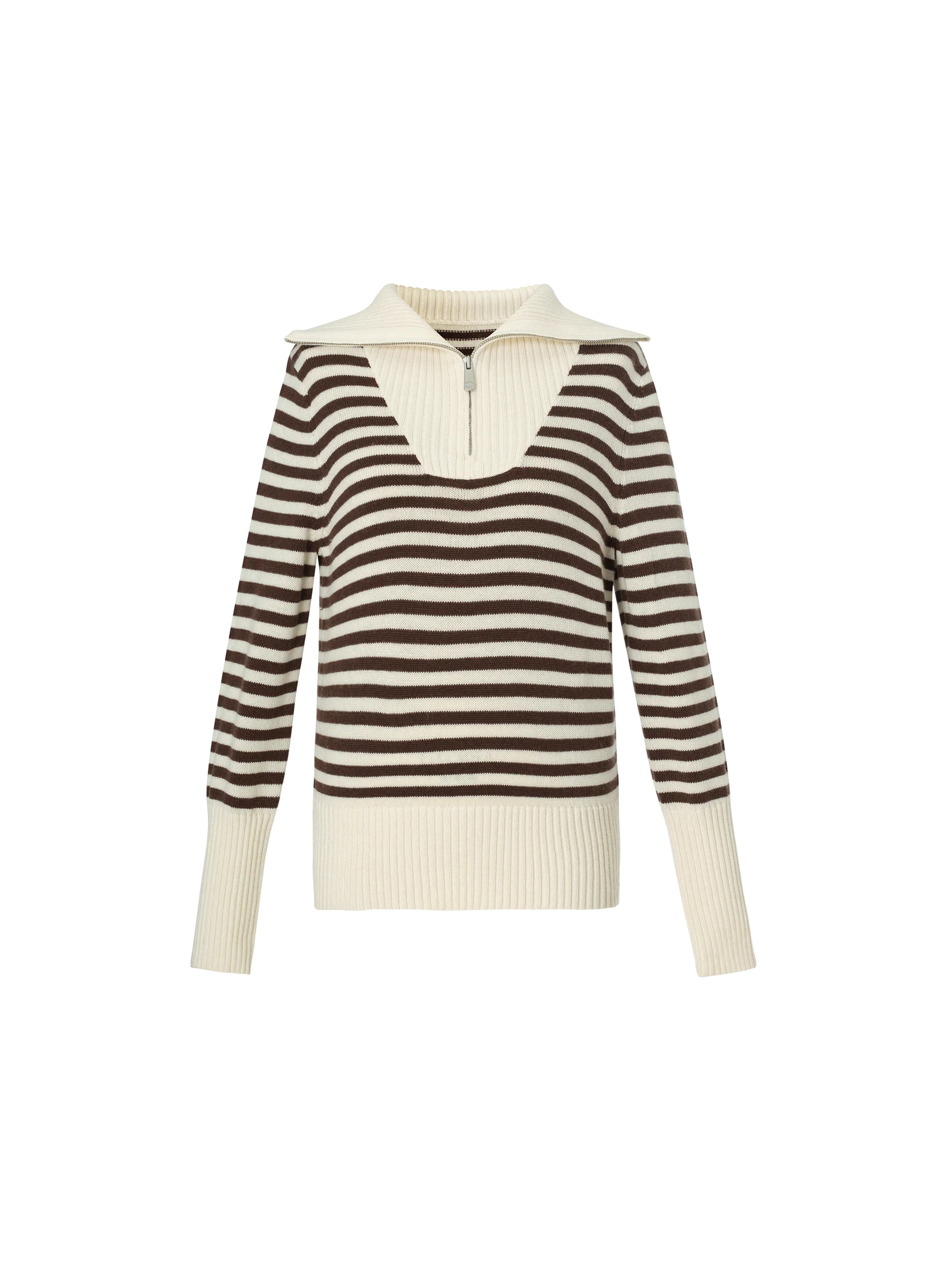 Oversized Collar Half-Zip Women Knit Top - Image 15