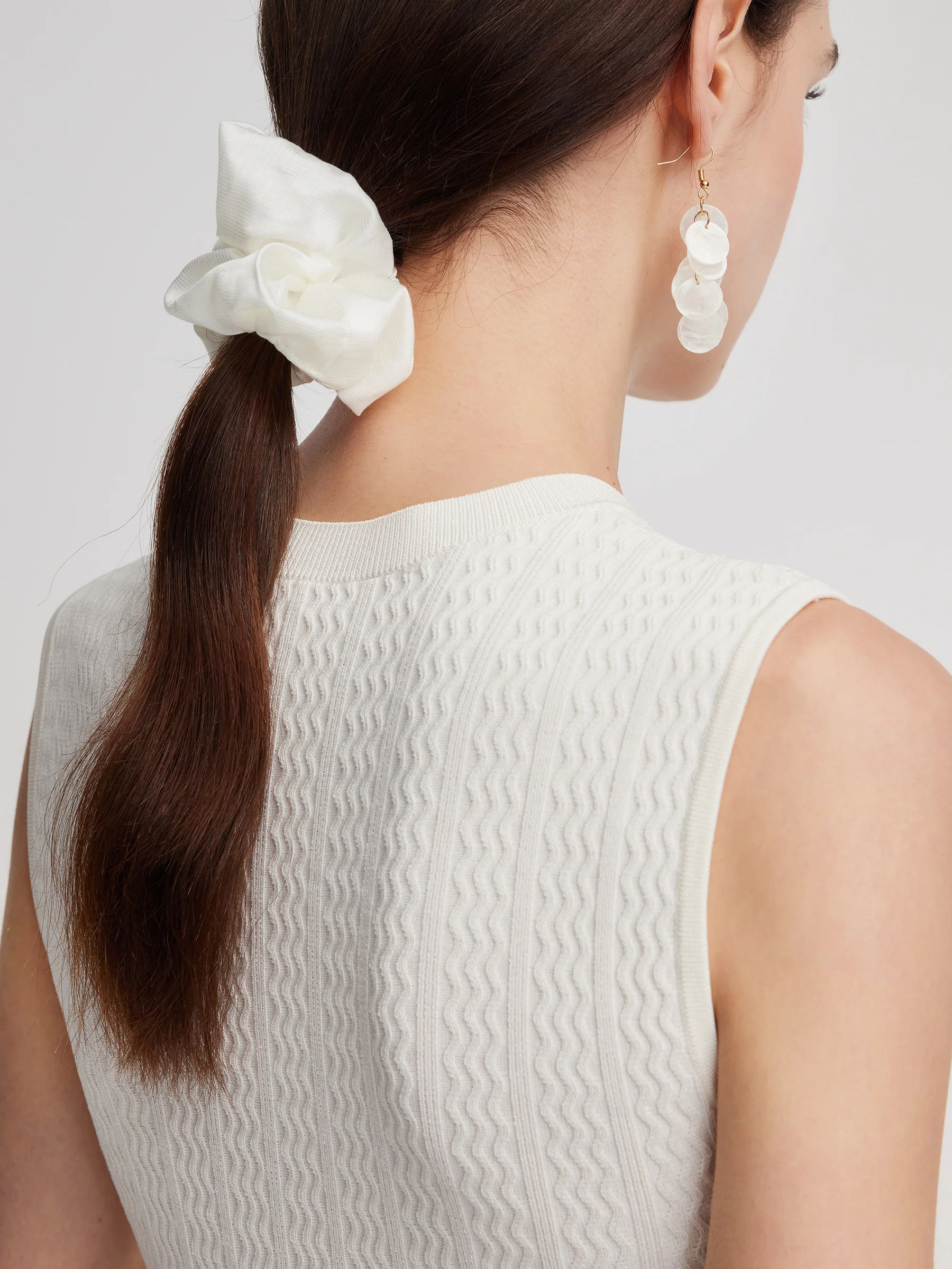 Patchwork Round Neck Sleeveless Women Maxi Dress With Scrunchie - Image 2