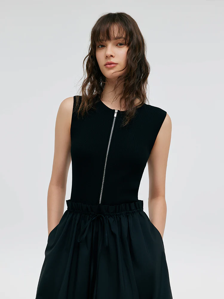 Patchwork Women Midi Vest Dress - Image 5