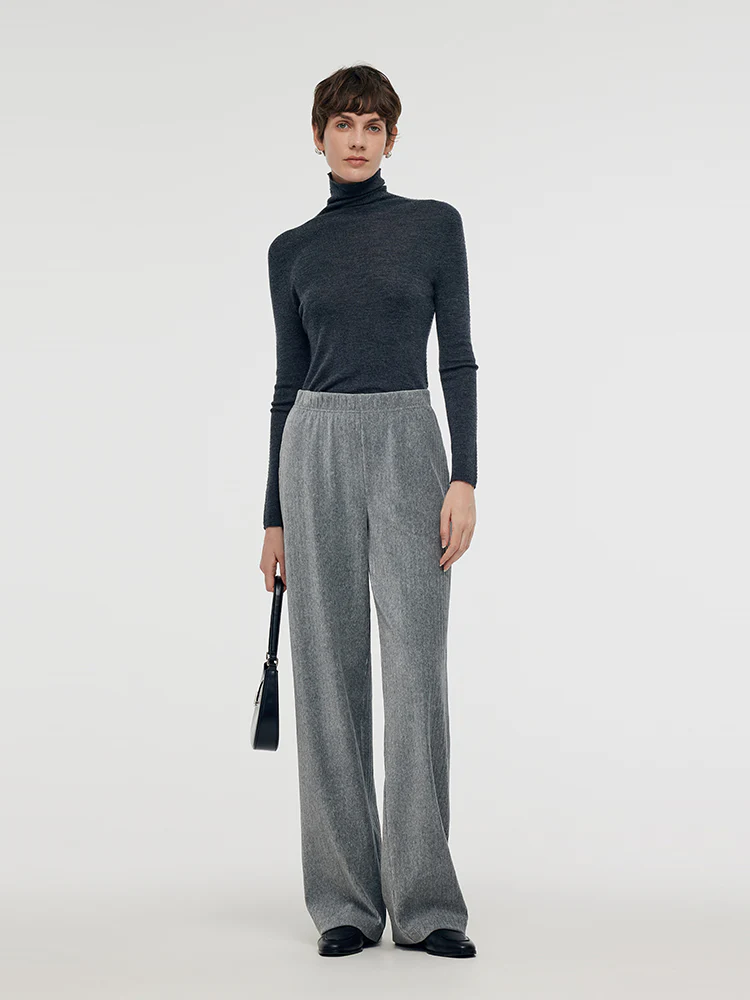 Petite Elastic Waist Knitted Women Pants - Image 2