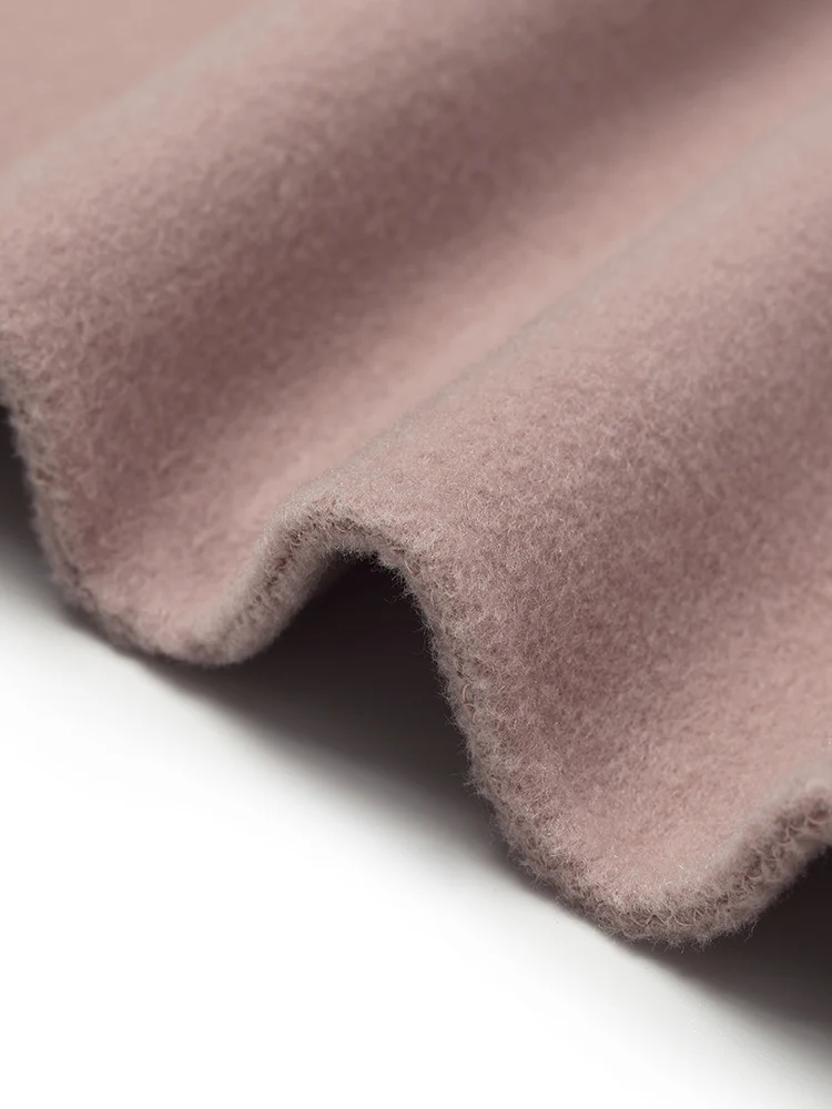 Pink Pure Cashmere Straight Lapel Women Coat - Image 12