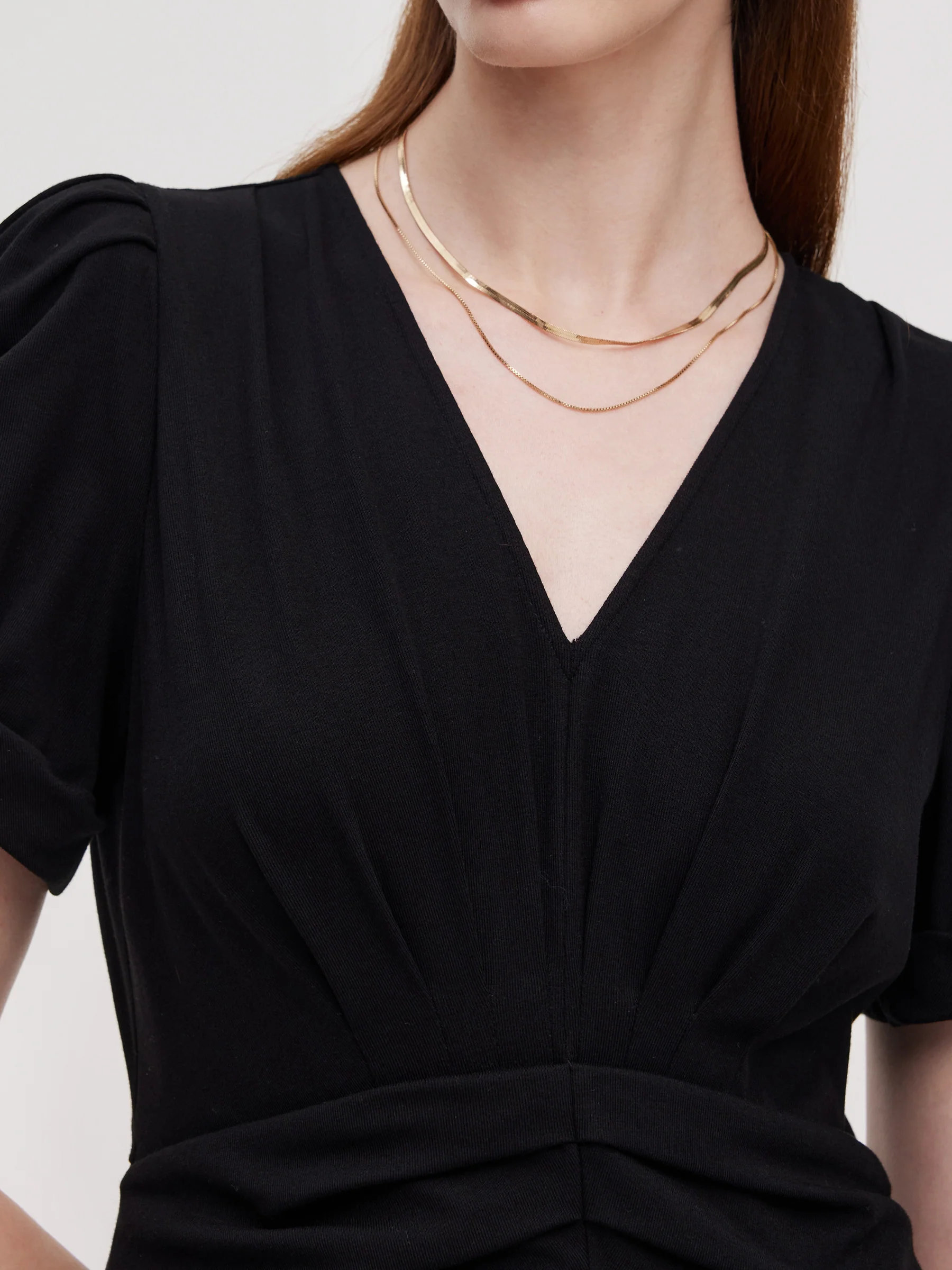 Pleated V-Neck Women Knit Maxi Dress - Image 5