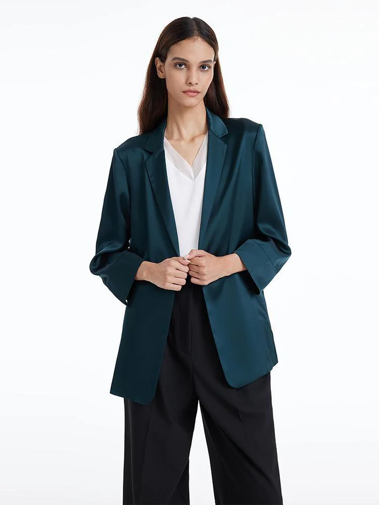 One Button Triacetate Women Blazer - Image 4