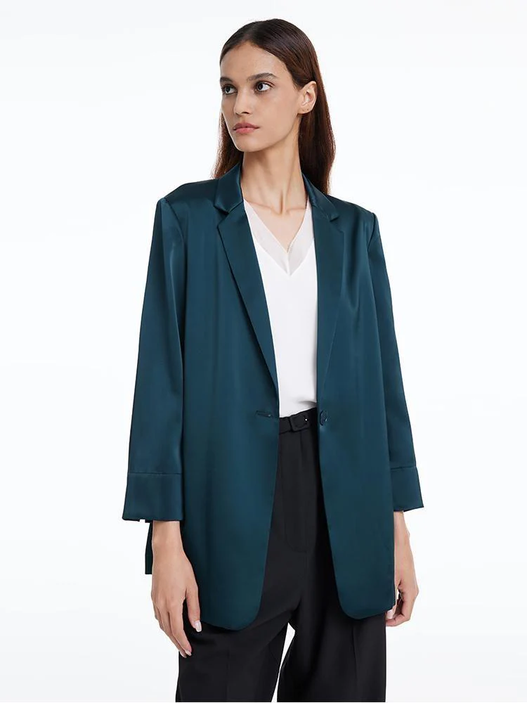One Button Triacetate Women Blazer - Image 5