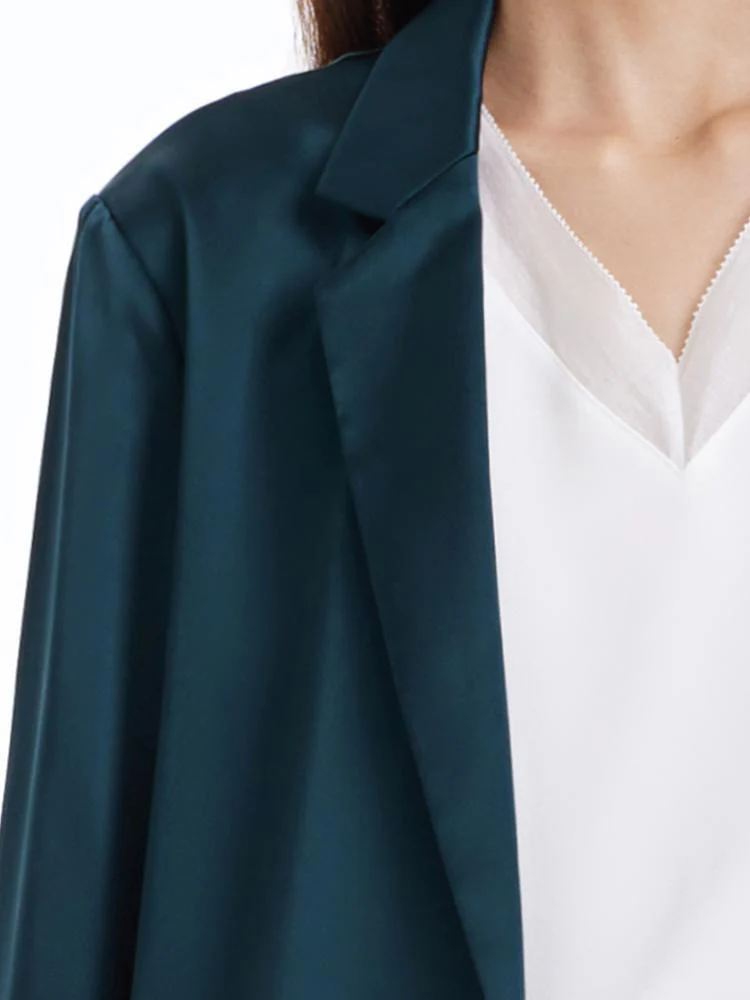 One Button Triacetate Women Blazer - Image 8