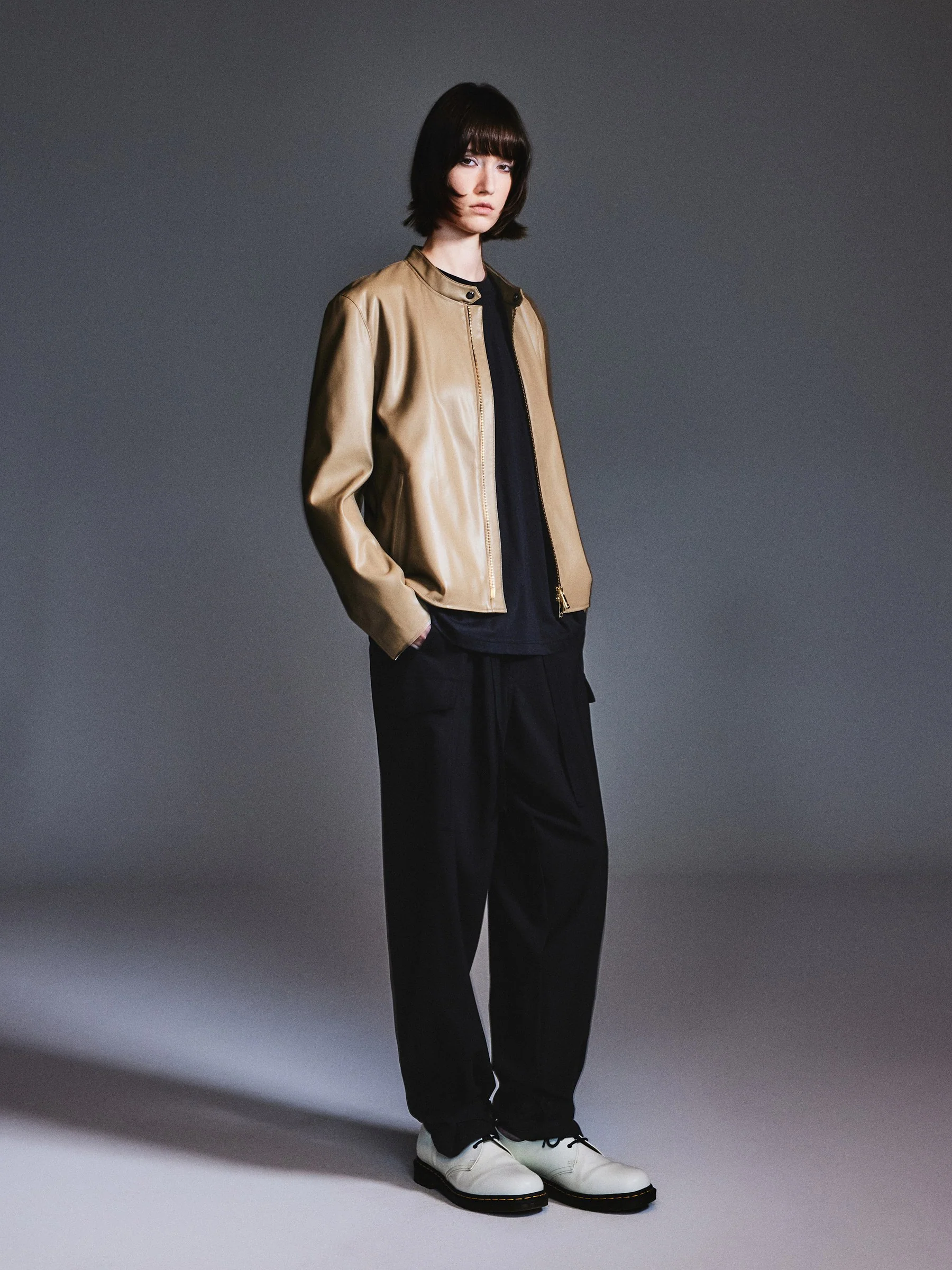 PU Leather H-Line Zip-Up Unisex Jacket - Image 4