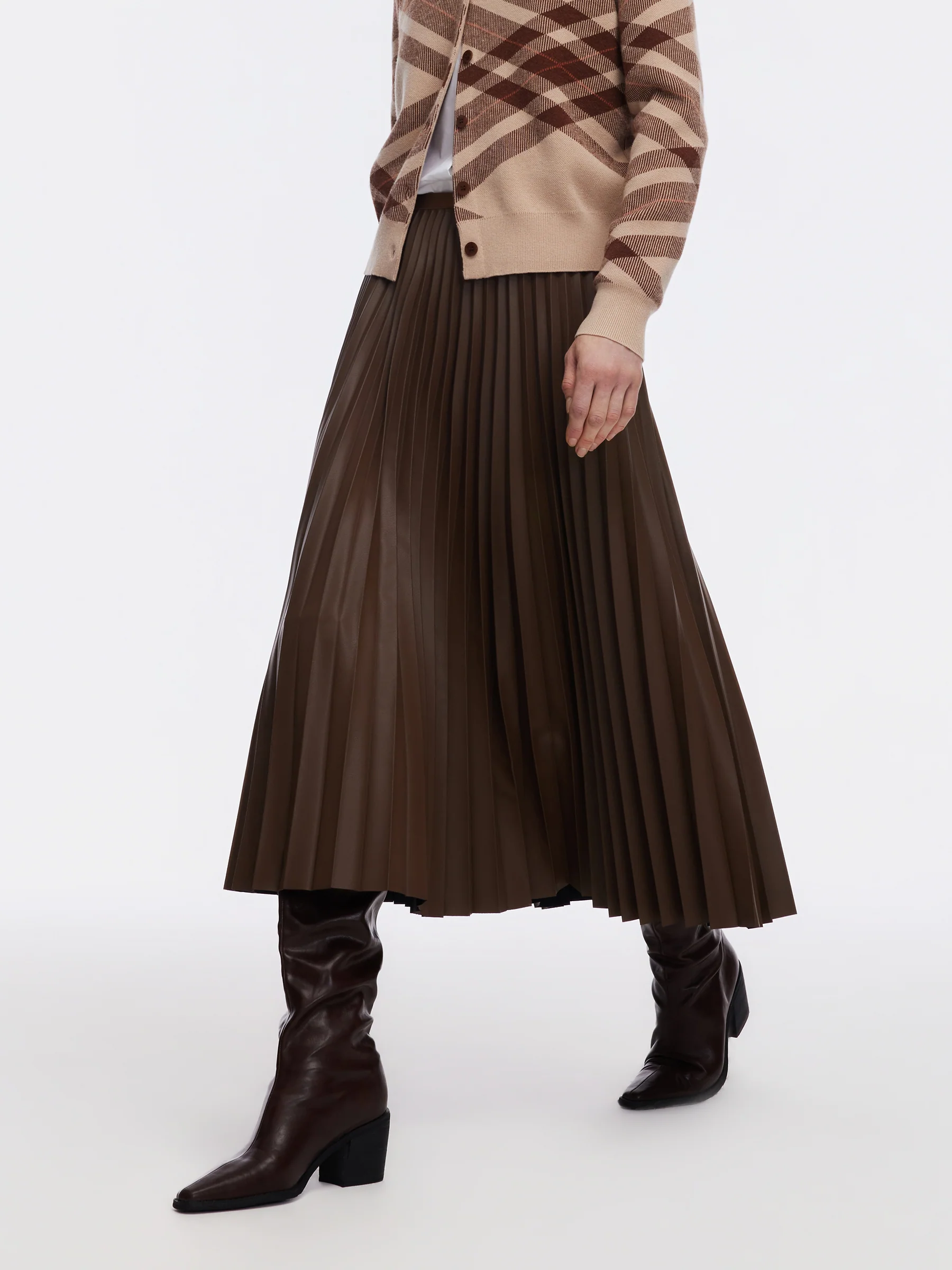 PU Leather Pleated A-Line Women Skirt - Image 4