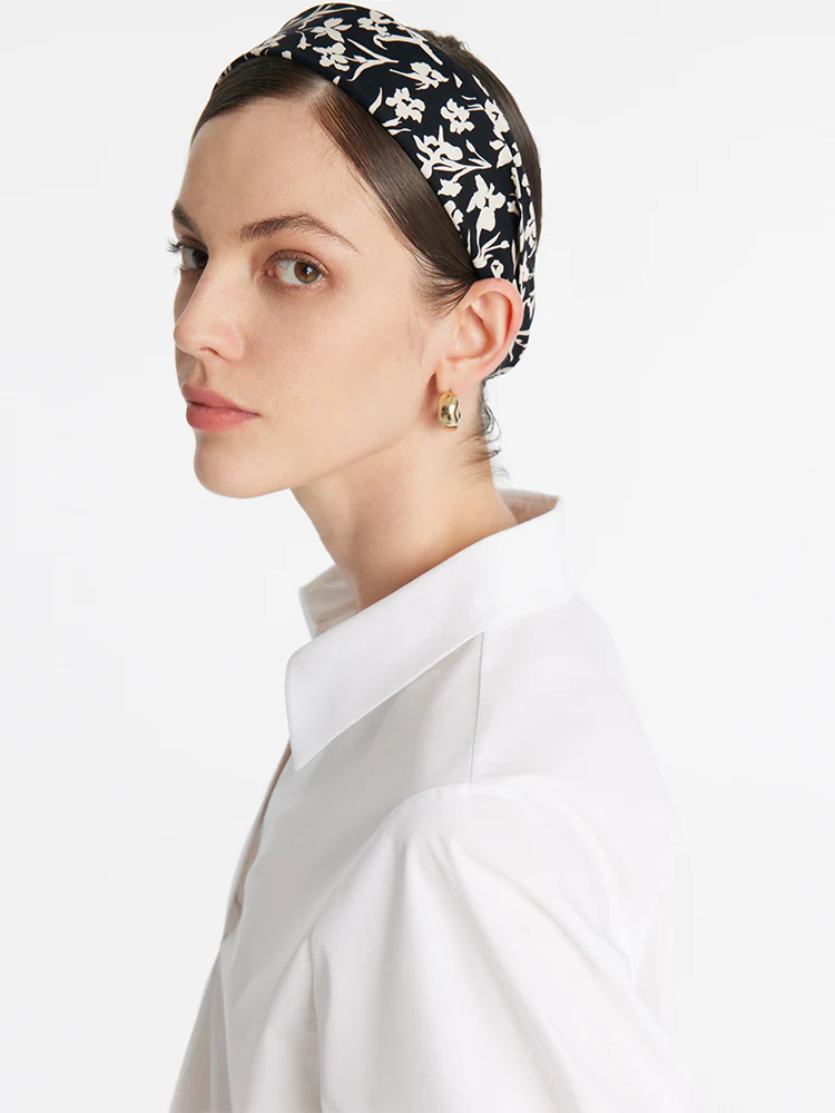 Puff Sleeves V-Neck Women Shirt With Silk Scarf - Image 12