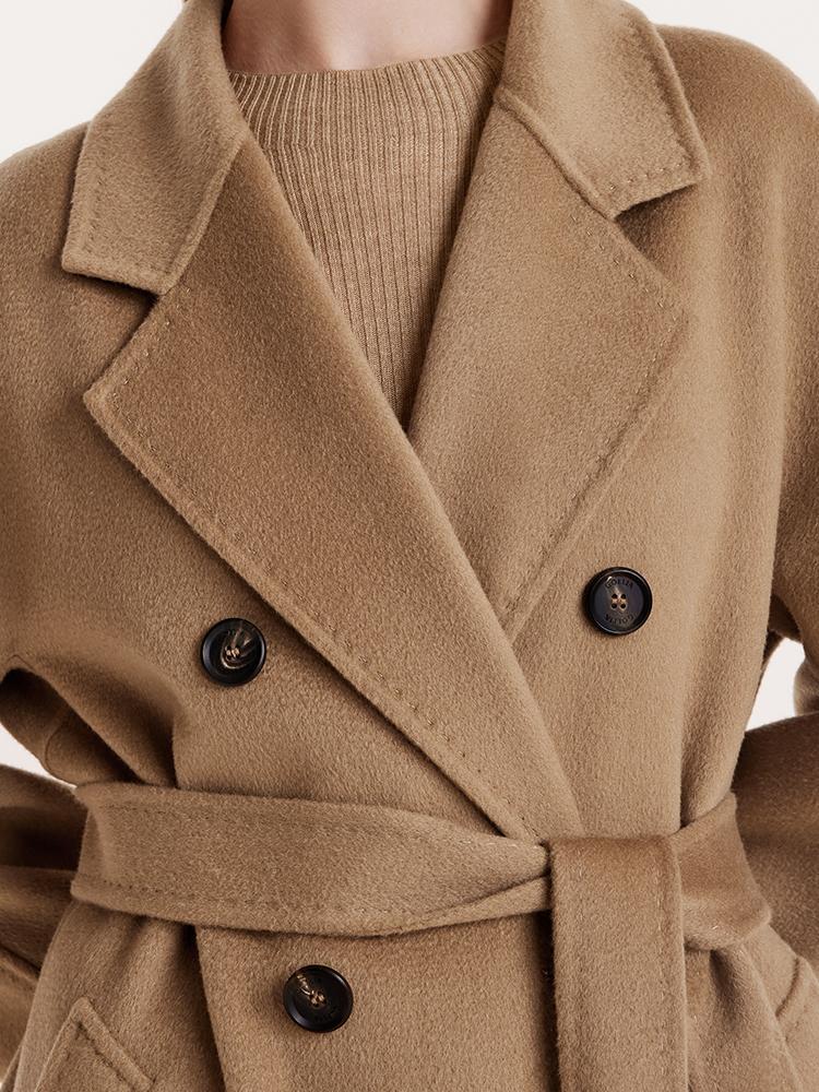 Pure Cashmere Double-Breasted Women Coat With Beret - Image 8