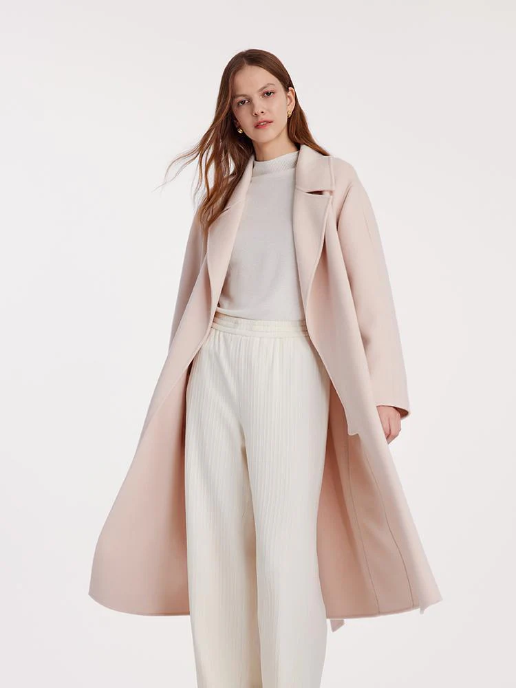 Pure Cashmere Double-Faced Women Coat With Belt - Image 4