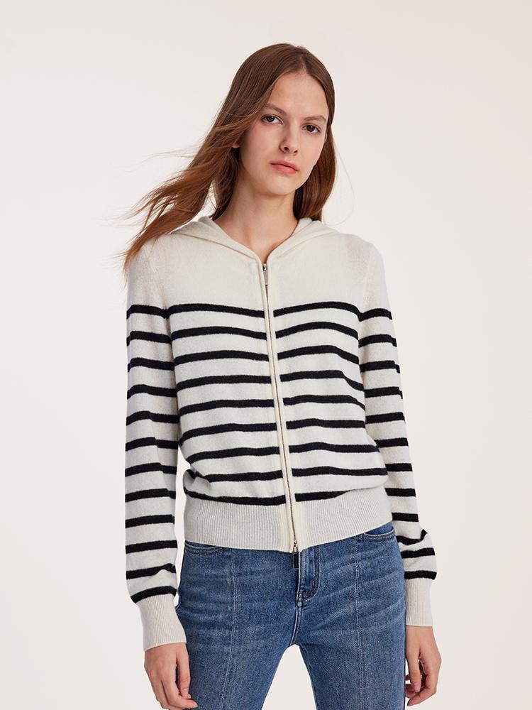 Pure Cashmere Hooded Zipper Cardigan - Image 2