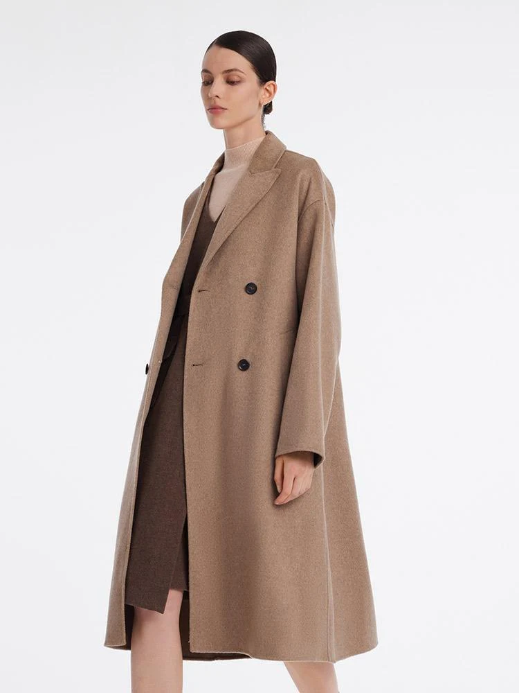 Pure Cashmere Double-Breasted Lapel Coat - Image 4
