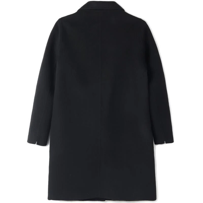 Pure Double-Faced Wool Mid-length Notched Lapel Women Coat - Image 7