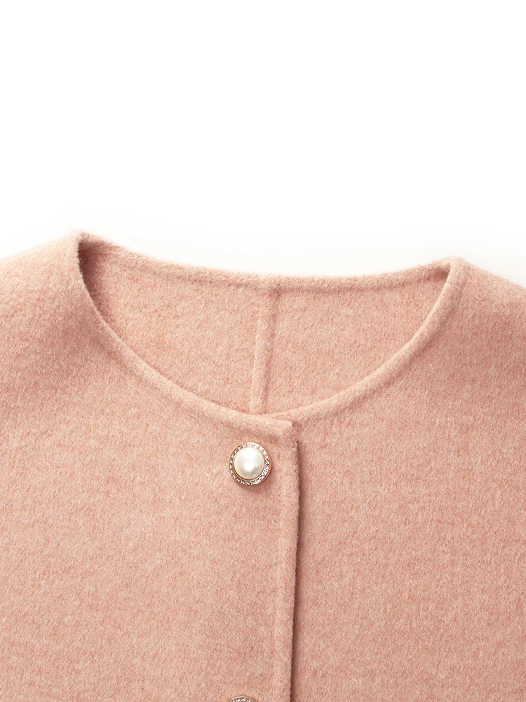 Pure Double-Faced Wool Round Neck Women Jacket - Image 10