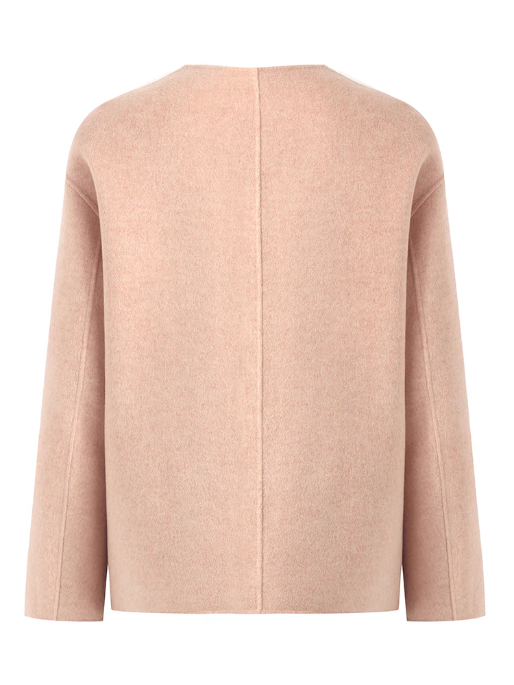 Pure Double-Faced Wool Round Neck Women Jacket - Image 9