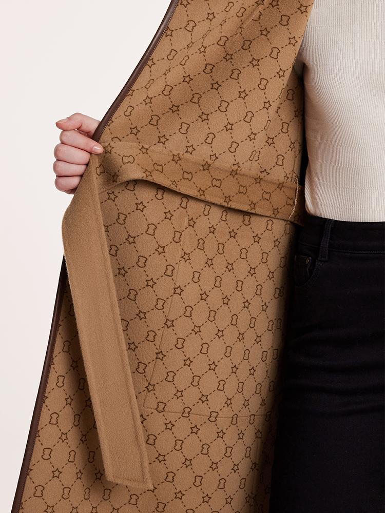 Pure Wool Reversible Hooded Print Women Coat - Image 15