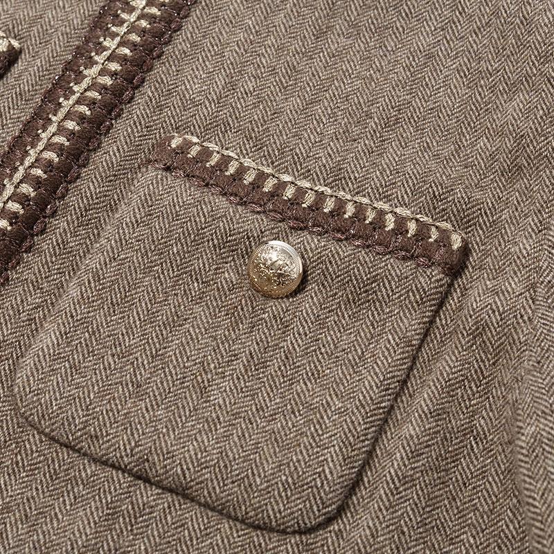 Retro Brown Washable Woolen Jacket - Image 12