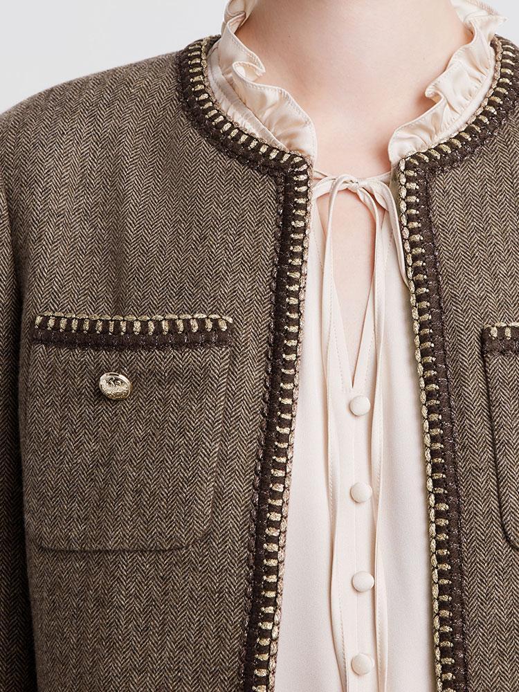 Retro Brown Washable Woolen Jacket - Image 7
