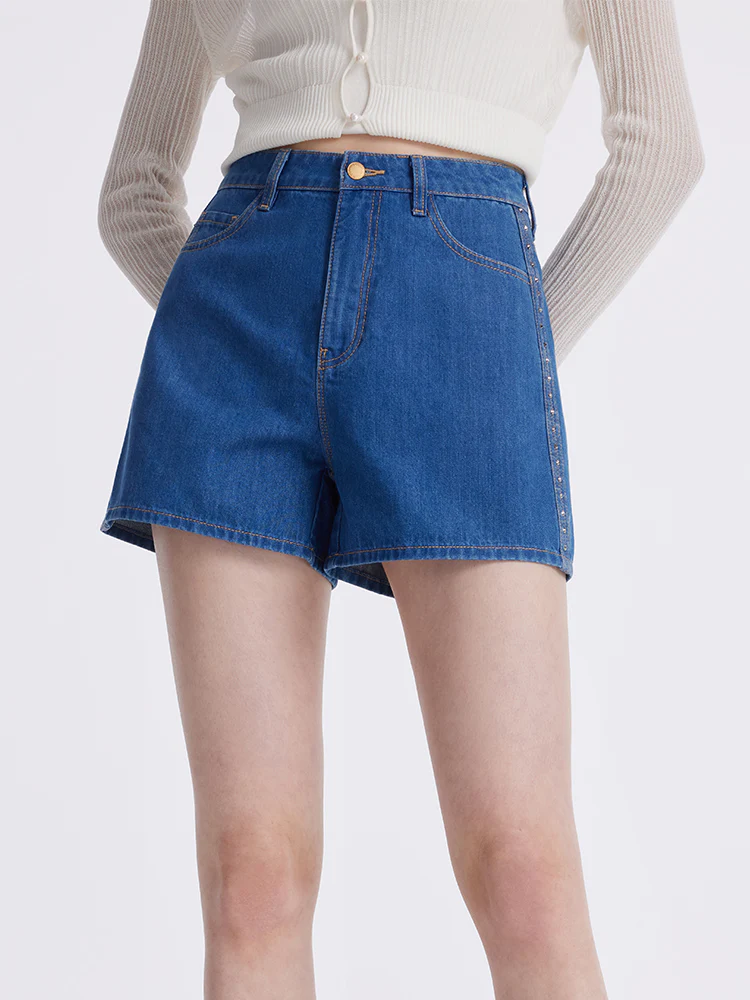 Rhinestone Denim A-Line Women Shorts - Image 15