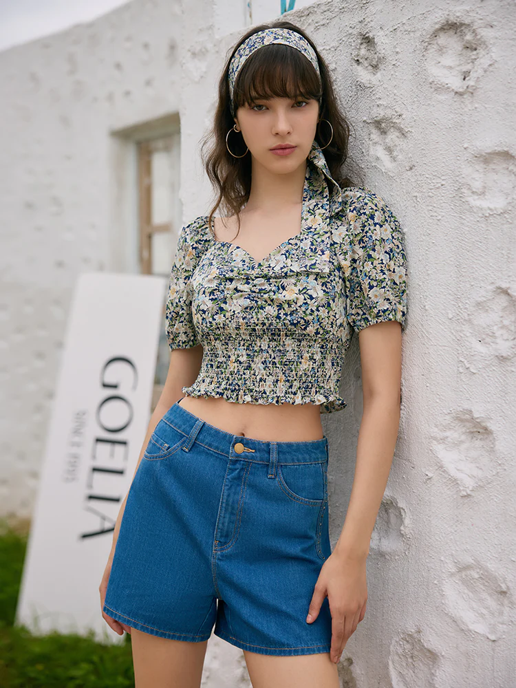 Rhinestone Denim A-Line Women Shorts - Image 7