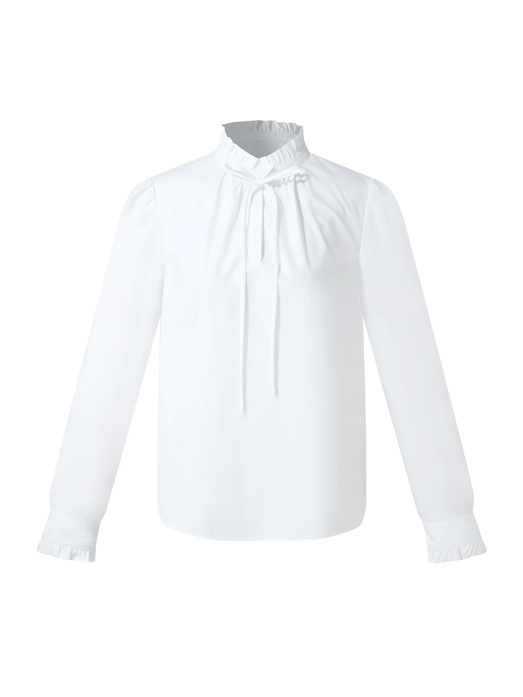 Ruffle Neckline Women Puff Long Sleeve Blouse - Image 7