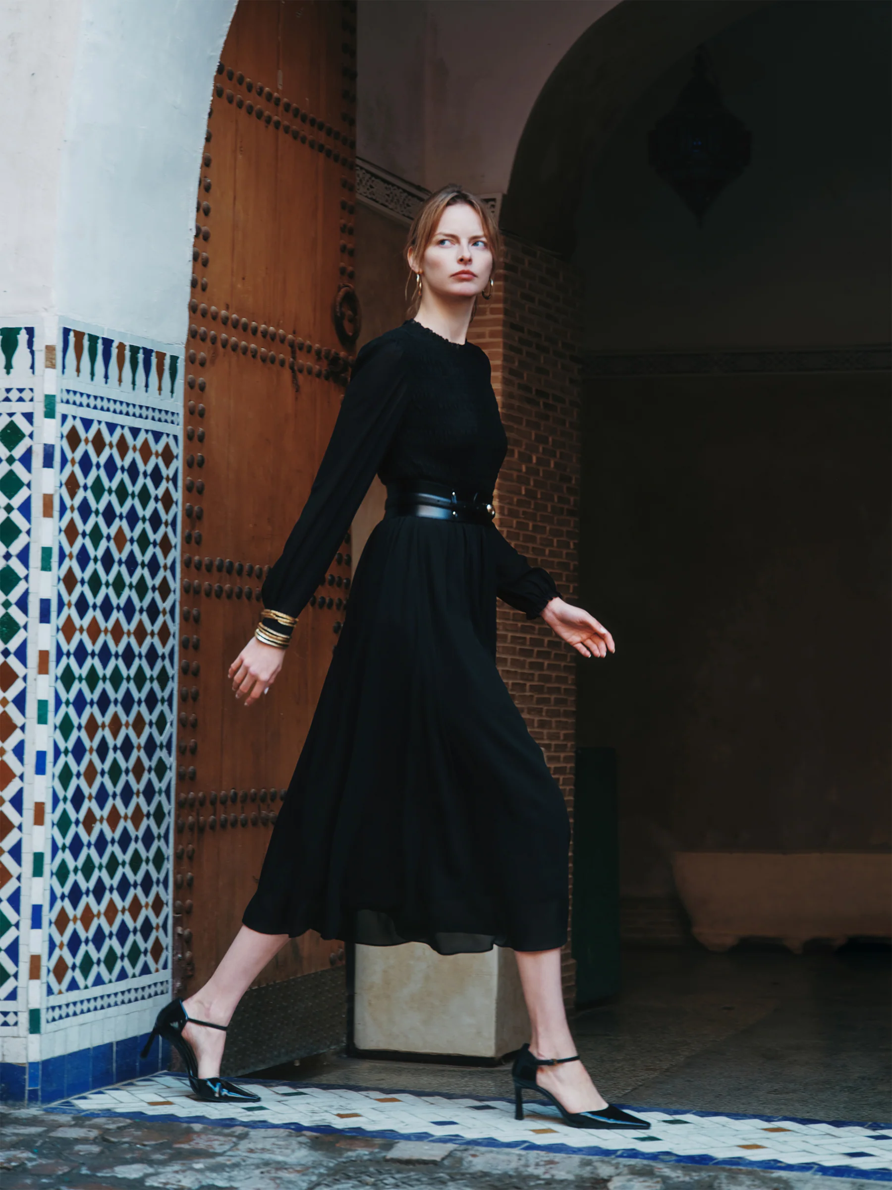 Ruffle Round Neck Women Smocked Maxi Dress - Image 22