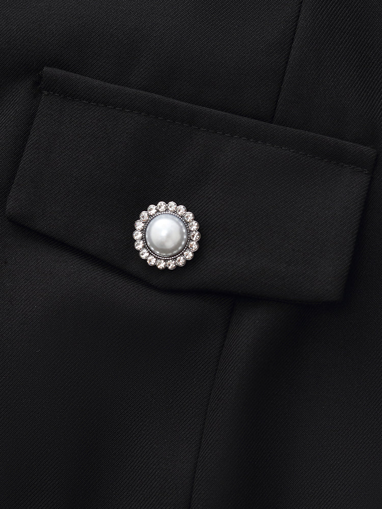 Ruffle Trim Pearl Buttons Women Mini Dress - Image 10