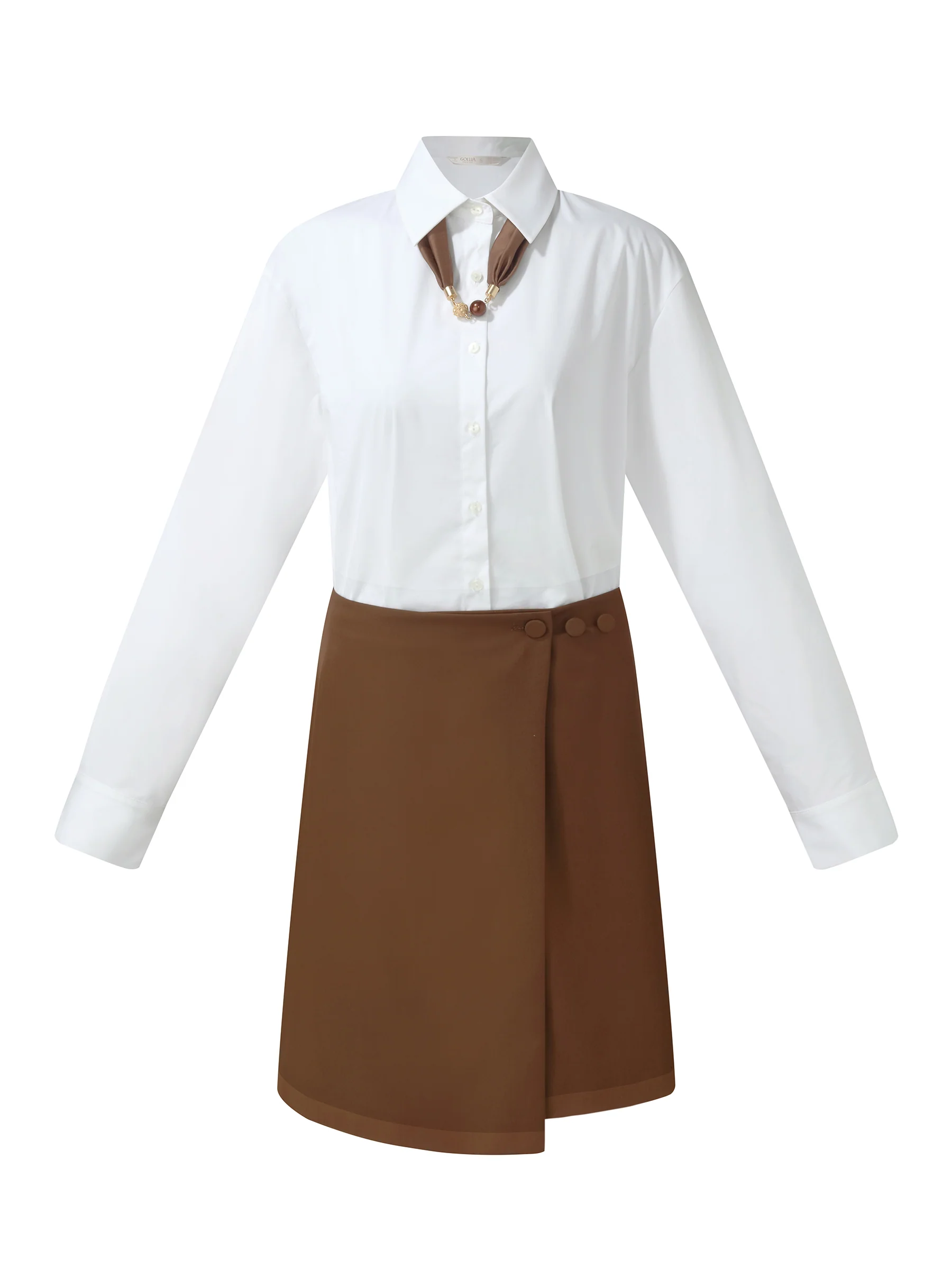 Shirt Dress And Adjustable Waist Skirt Two-Piece Set - Image 9