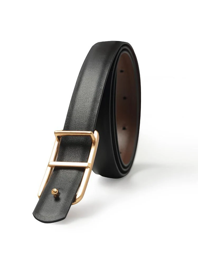 Black And Brown Simple Reversible Leather Belt - Image 2
