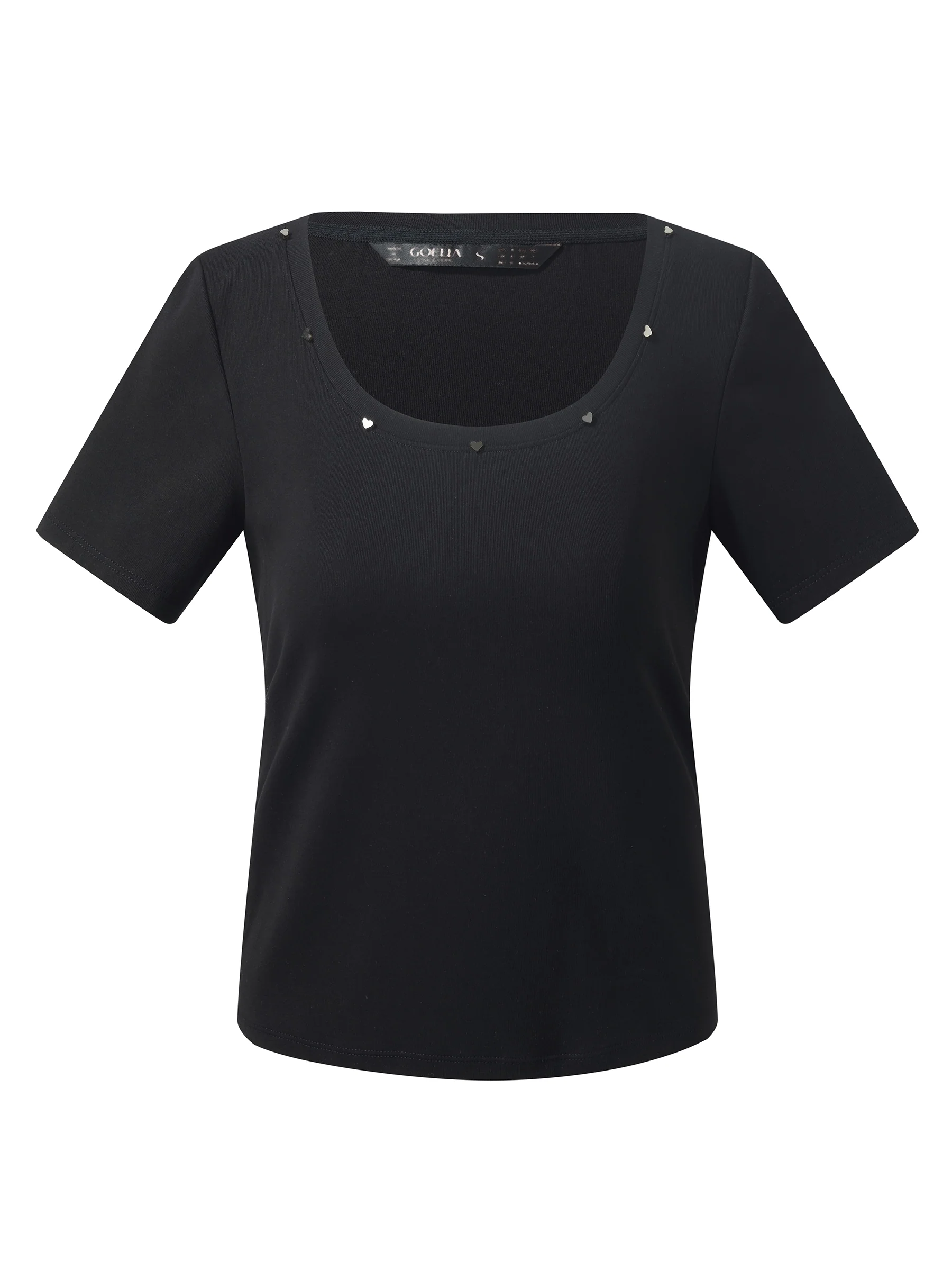 Square Neck Heart Decorated Women T-Shirt - Image 6