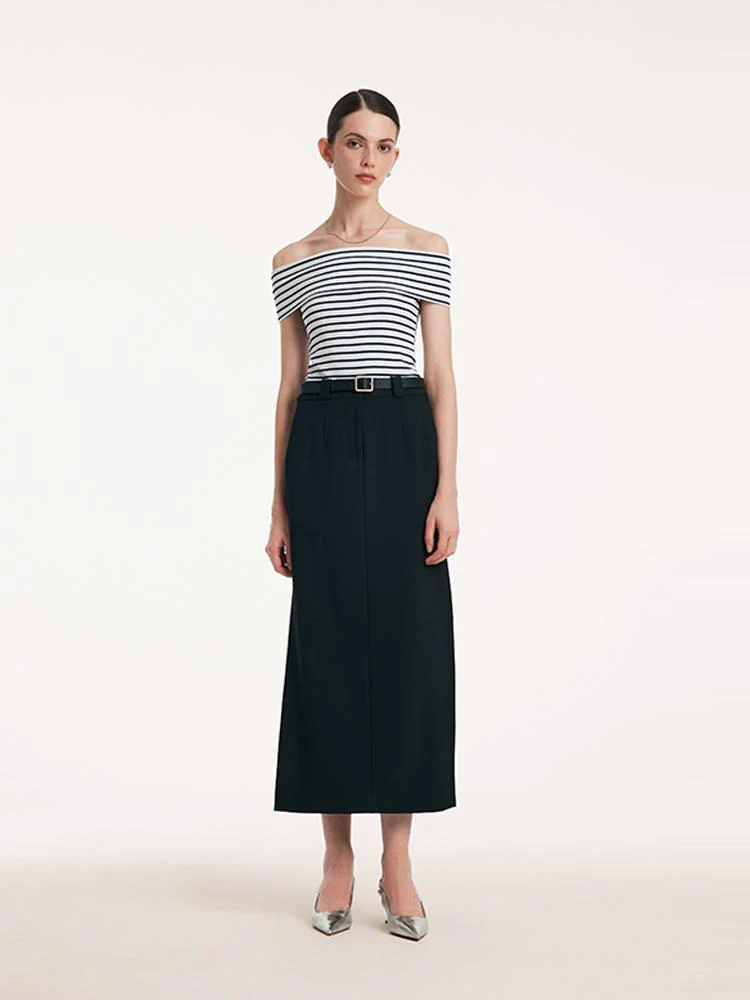 Straight Fitting Slit Half Skirt - Image 2