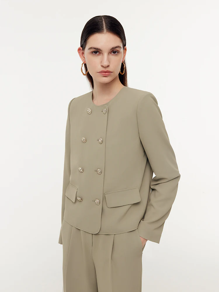 Stretch Double-Breasted Women Jacket - Image 4